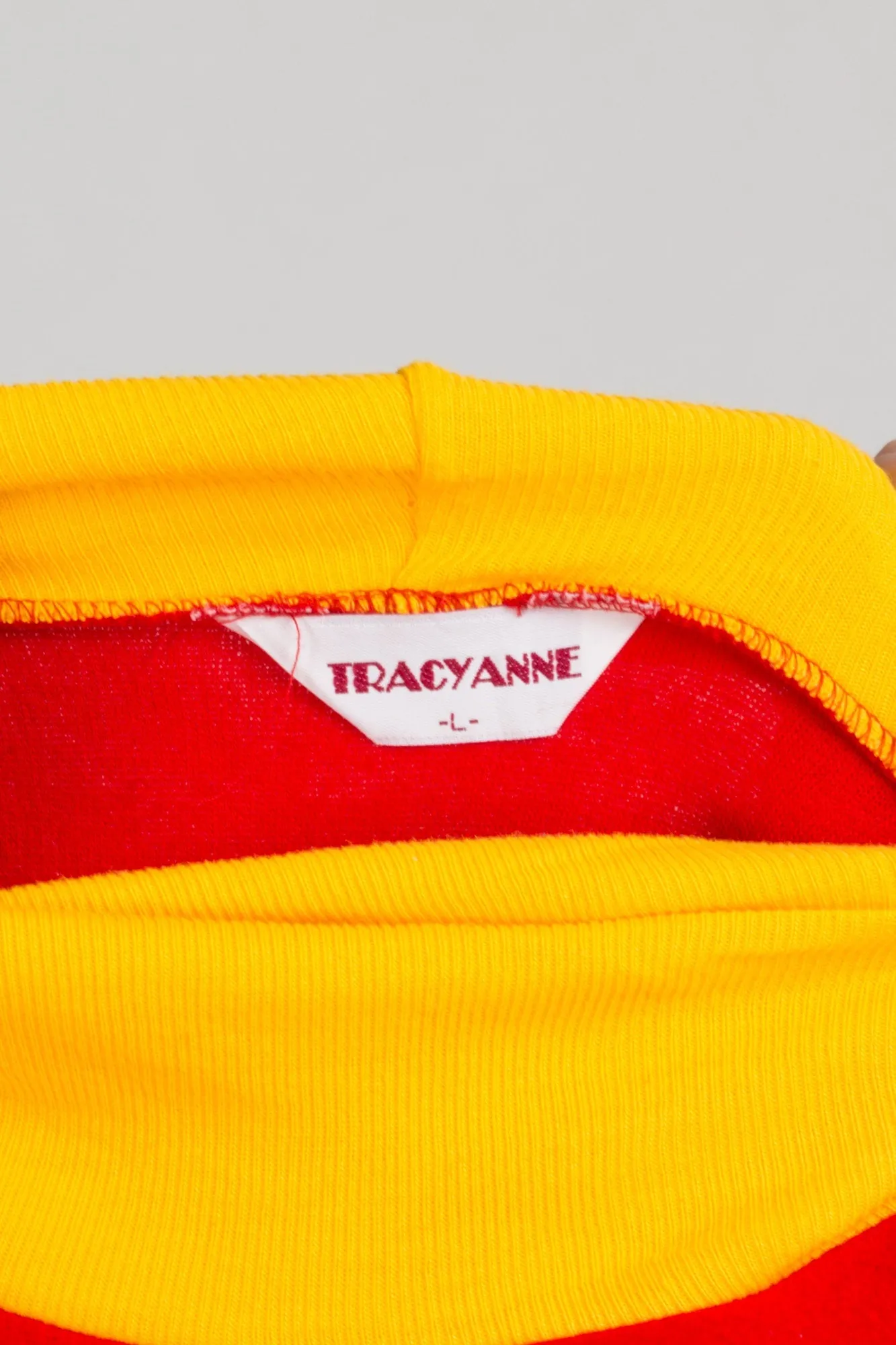 80s Long Red & Yellow Turtleneck Sweatshirt - Large