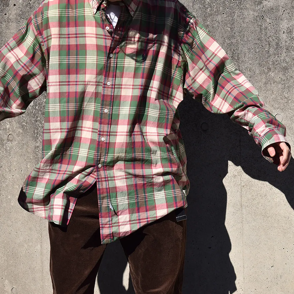 90's Ralph Lauren チェック ボタンダウンシャツ 240327 S2061
