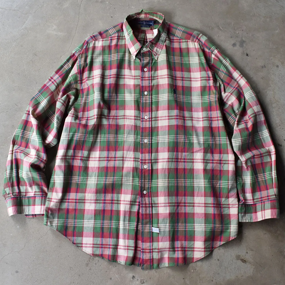 90's Ralph Lauren チェック ボタンダウンシャツ 240327 S2061