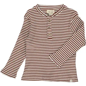 Adams Ribbed Henley, Brown Stripe