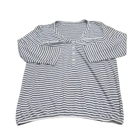 Ann Taylor Loft Womens Henley Blouse Top Half Sleeves Black White SZ Medium