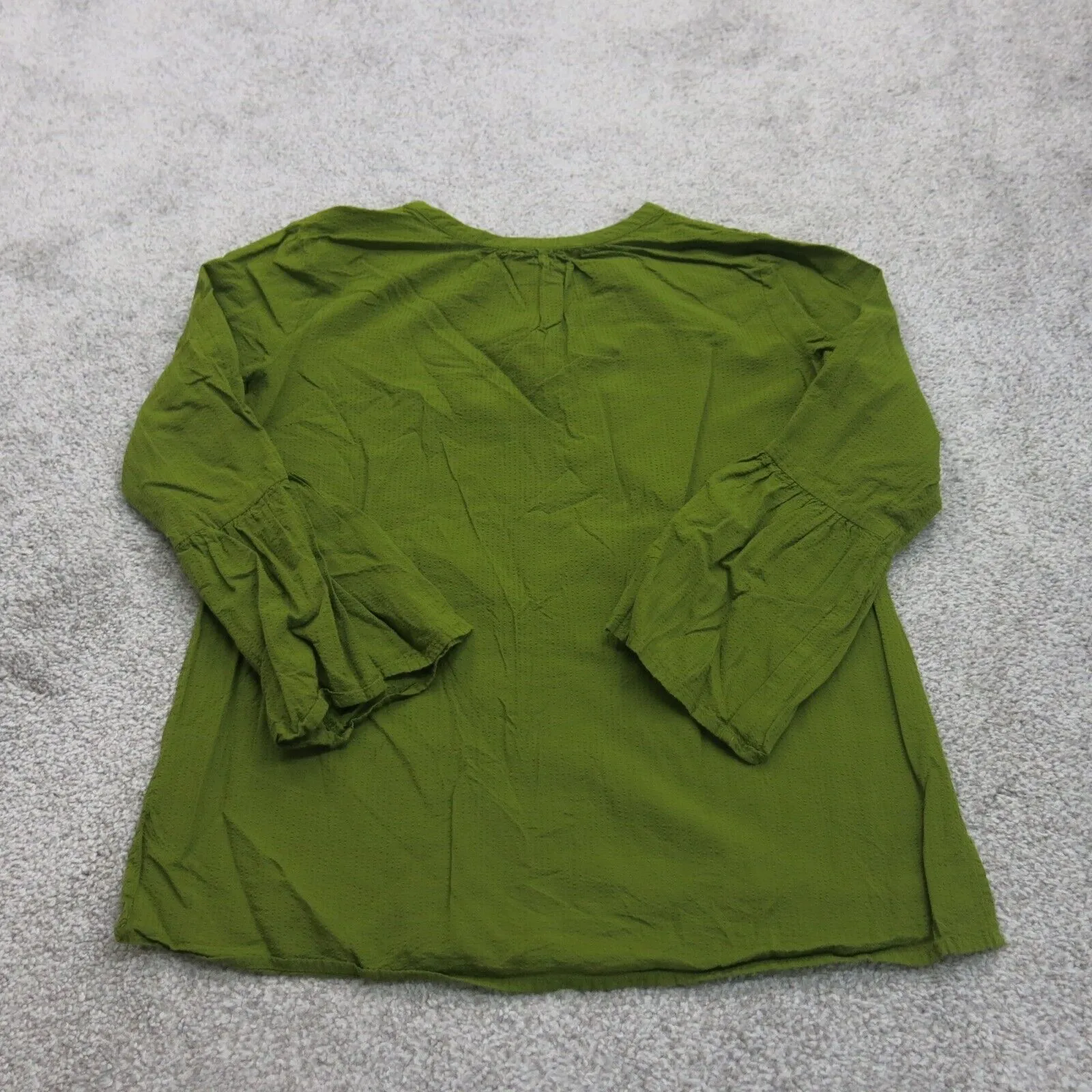 Ann Taylor Womens Casual Henley Blouse Top Long Sleeves Olive Green Size X-Small