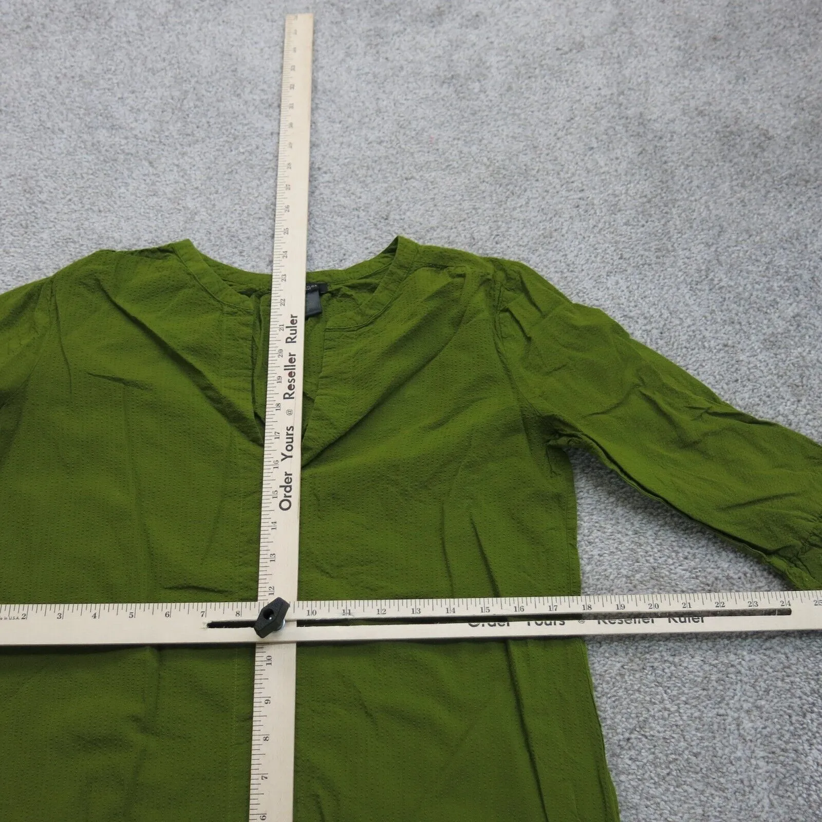 Ann Taylor Womens Casual Henley Blouse Top Long Sleeves Olive Green Size X-Small