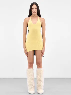 Asymmetric Rib Mini Dress (HALTER-MINI-DRESS-MIMOSA-INDIG)