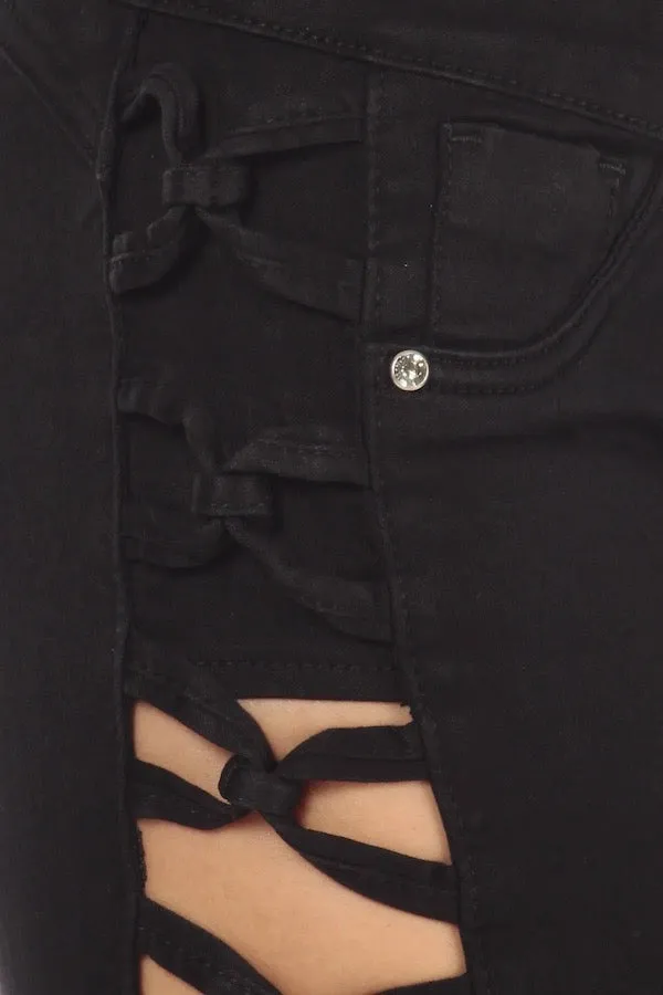 Avery No Pocket Jeans W/ Side Knots