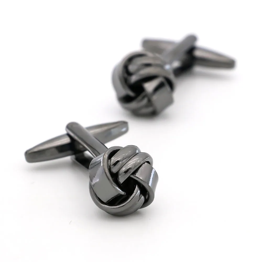 Bedford Gunmetal Knot Rhodium Plated Cufflinks