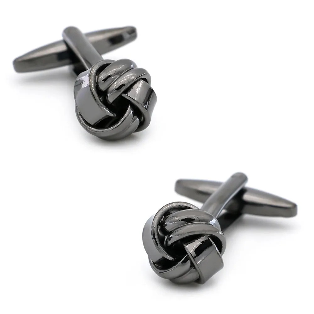 Bedford Gunmetal Knot Rhodium Plated Cufflinks