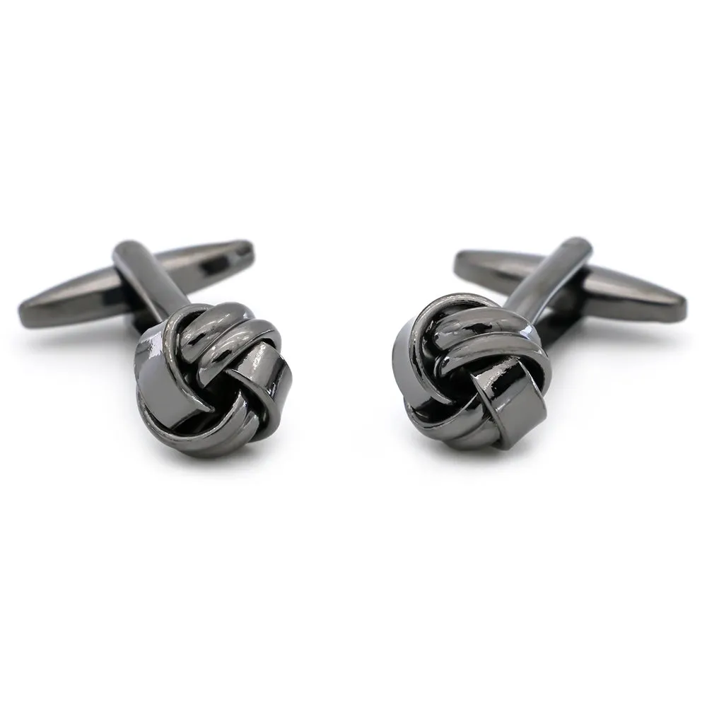 Bedford Gunmetal Knot Rhodium Plated Cufflinks