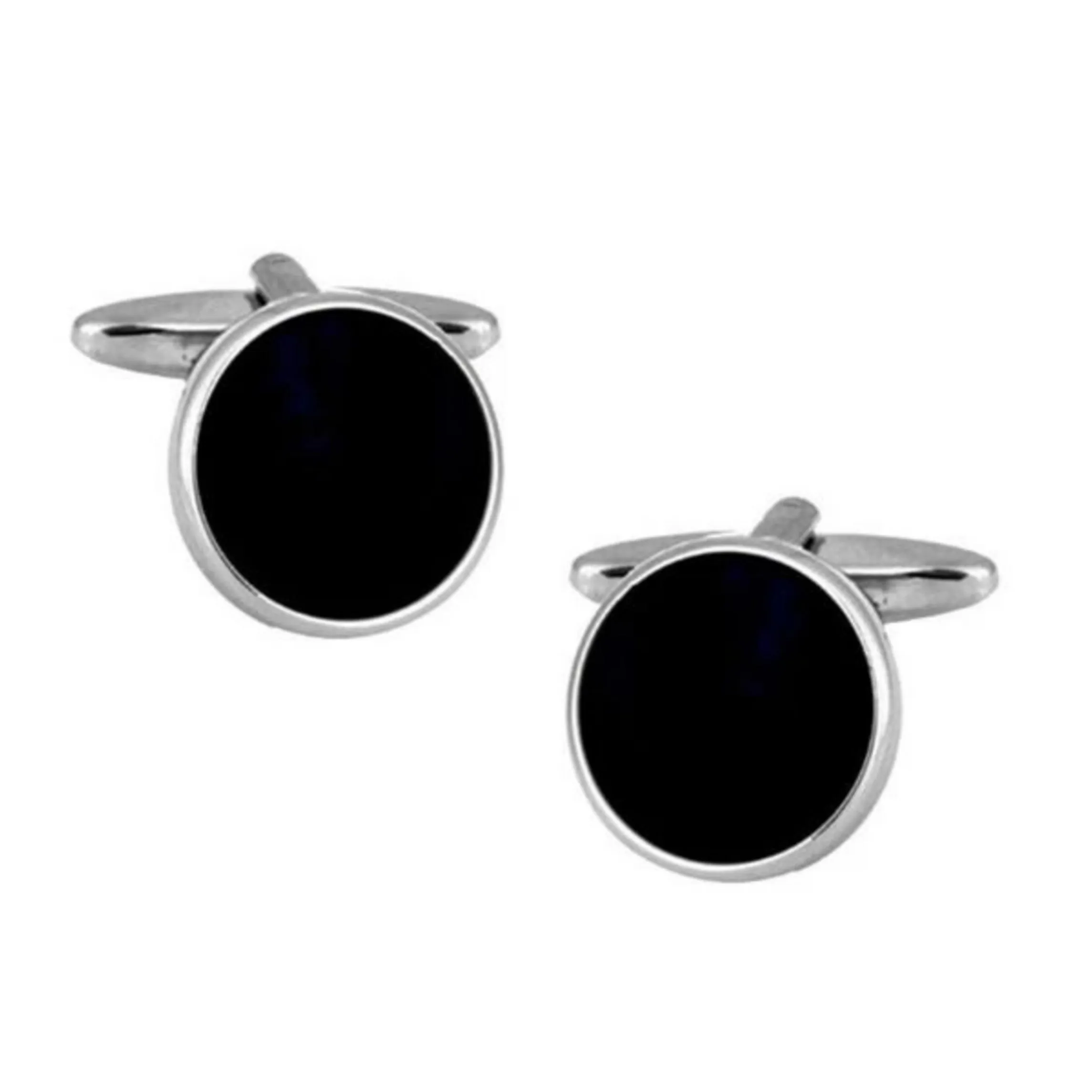 Black Acrylic Round Cufflinks