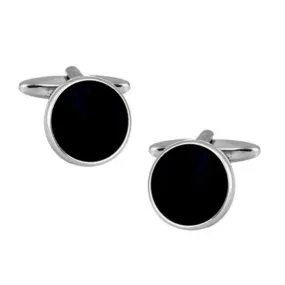 Black Acrylic Round Cufflinks