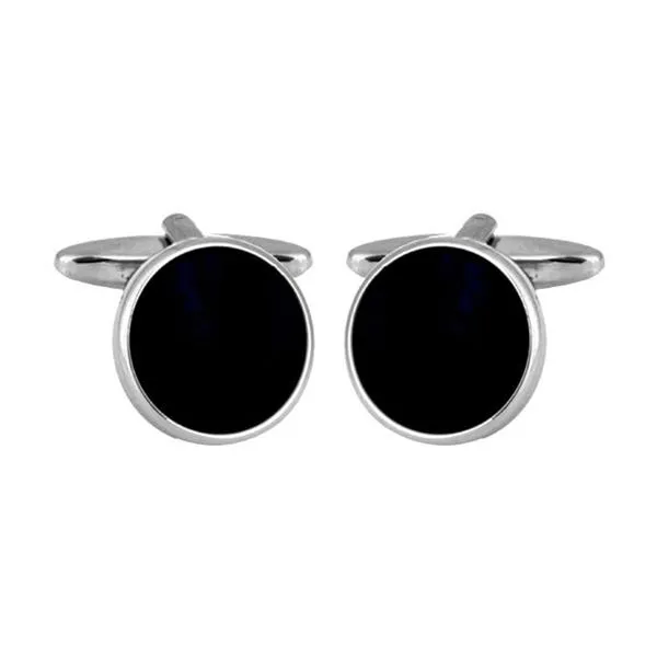 Black Acrylic Round Cufflinks