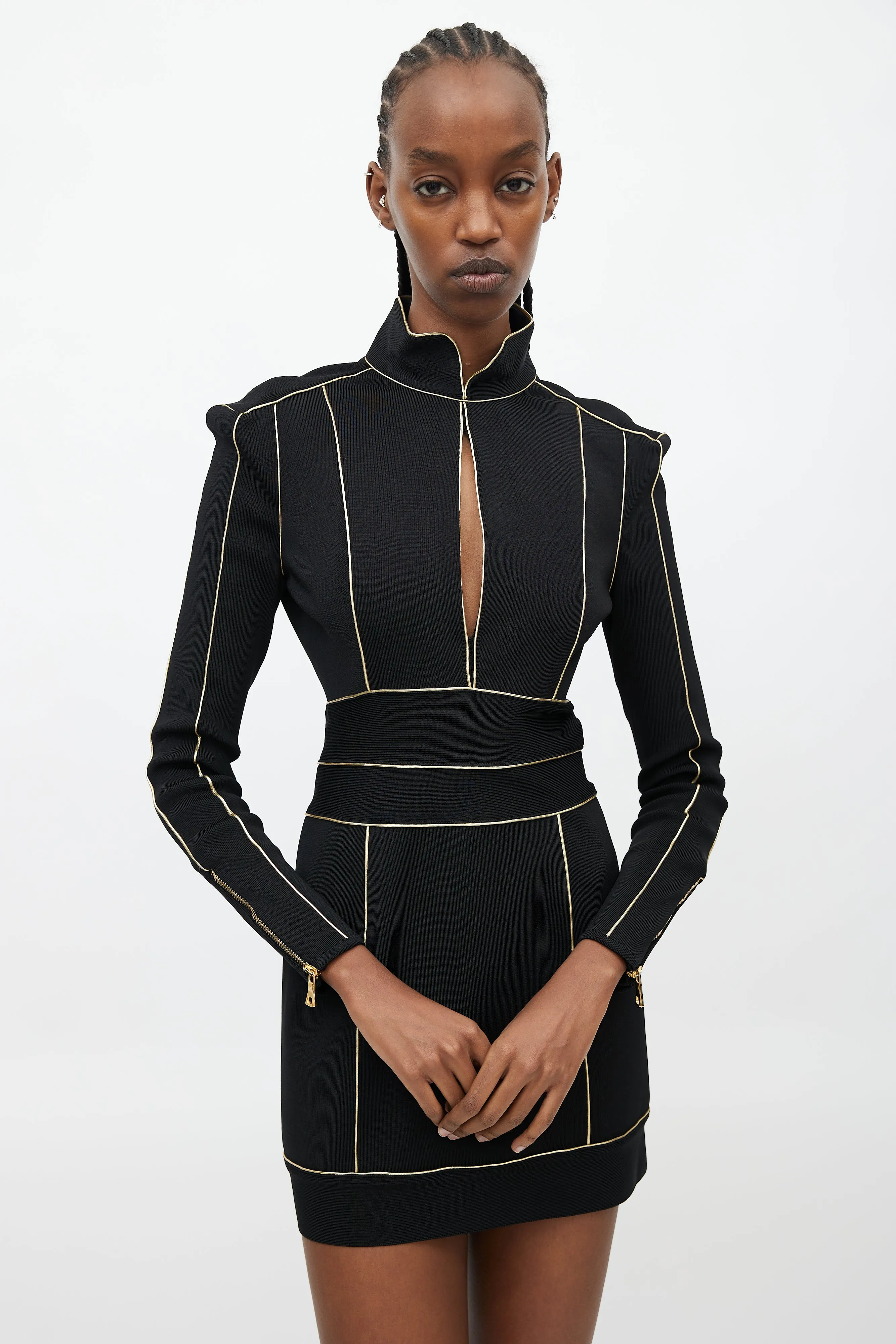 Black & Gold Midi Knit Dress
