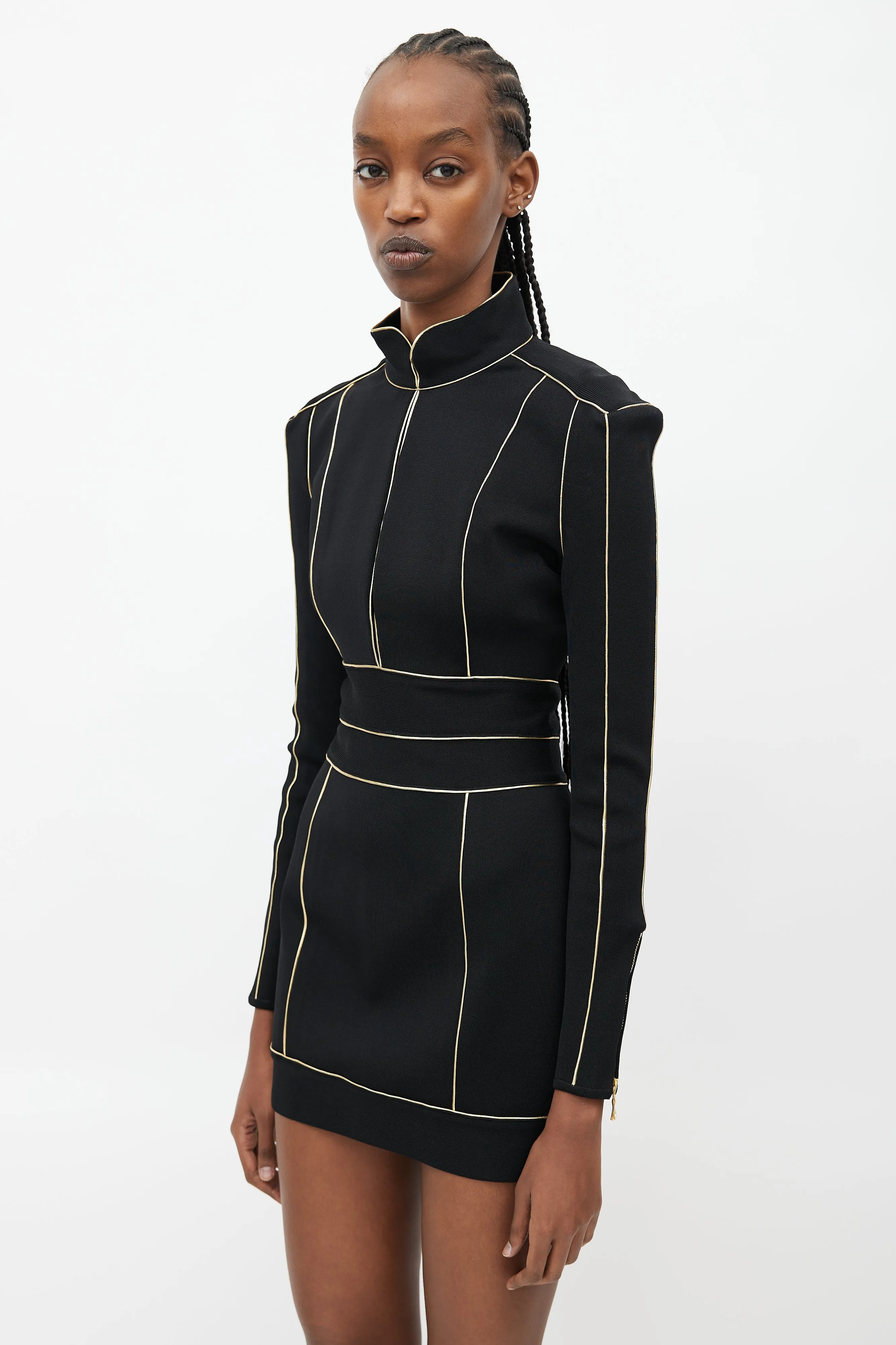 Black & Gold Midi Knit Dress