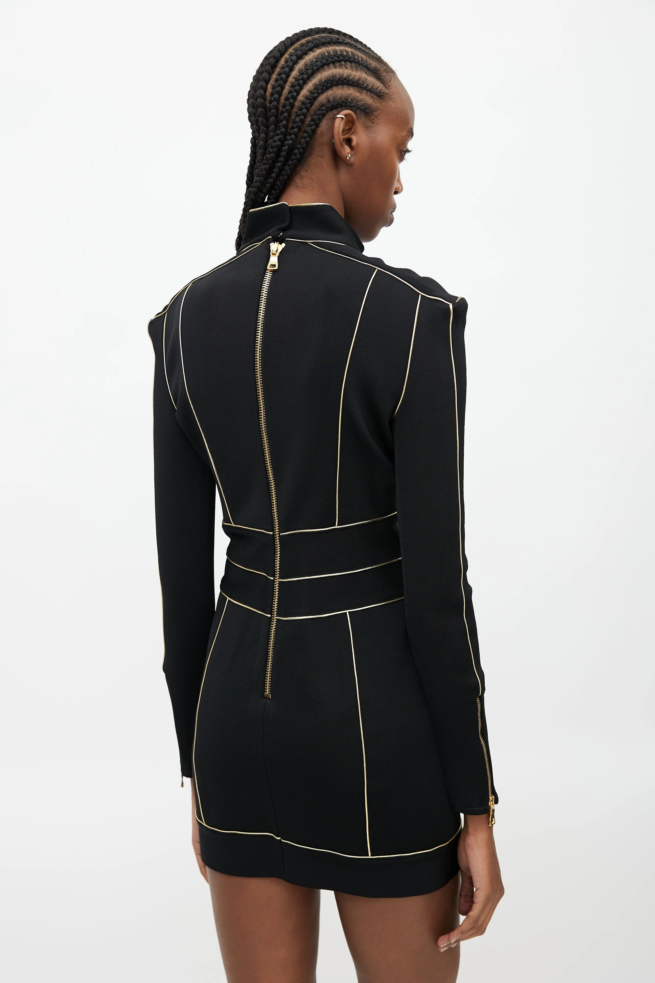 Black & Gold Midi Knit Dress