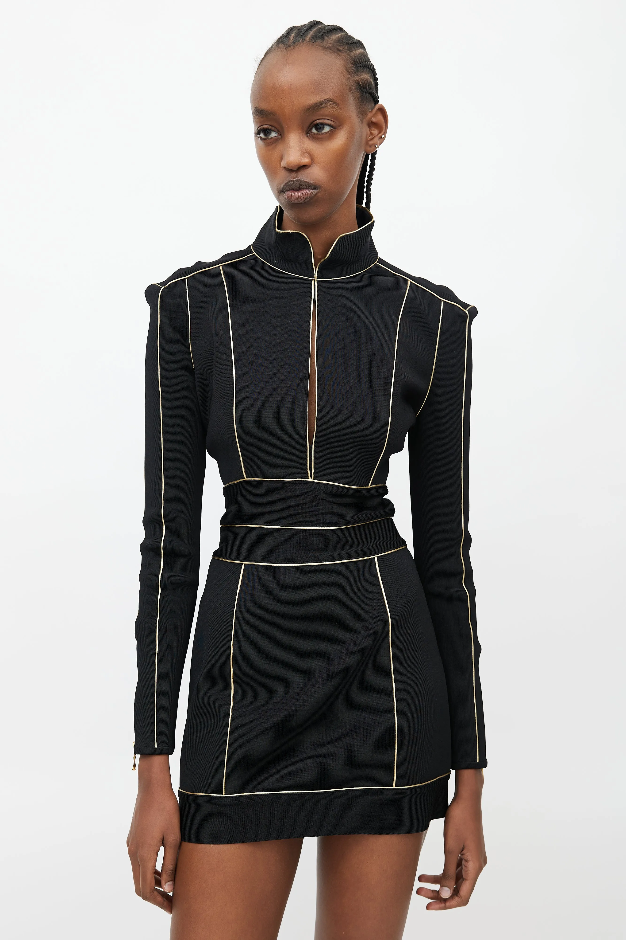 Black & Gold Midi Knit Dress