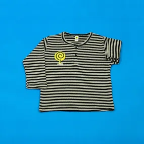 Black&White Waffle-knit Henley