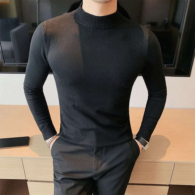 British Half Turtleneck Long Sleeve Sweater