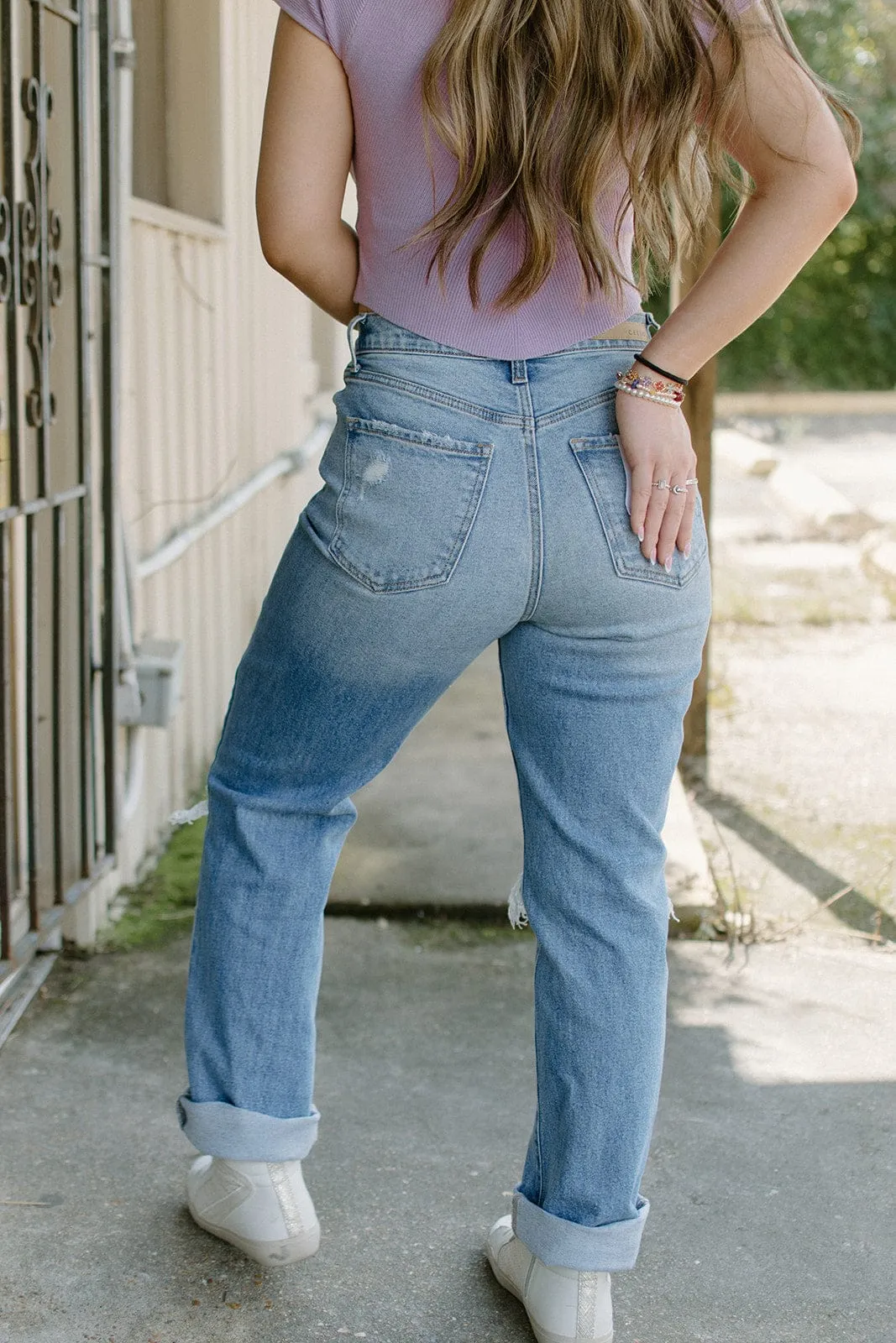Cello Medium Wash Super High Rise Dad Jean