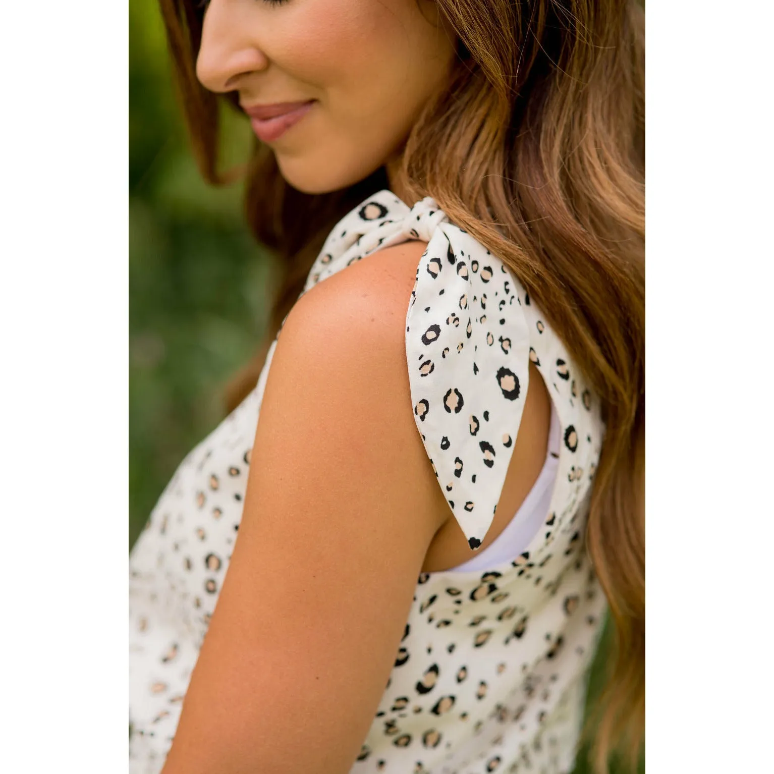 Cheetah Shoulder Tie Tank Dress