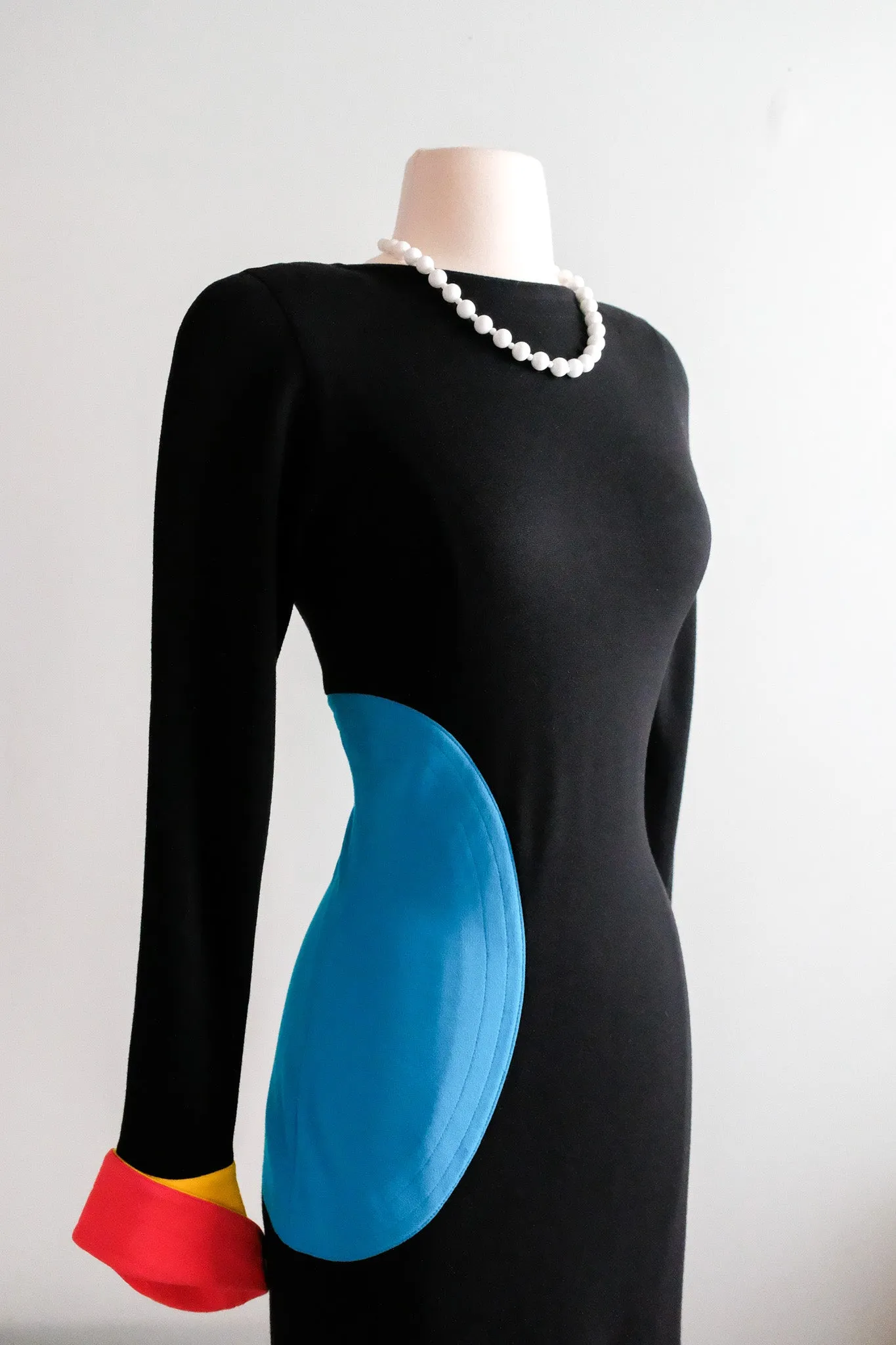 Coolest 1980's Pop Art Color Block Knit Dress  / Sz M