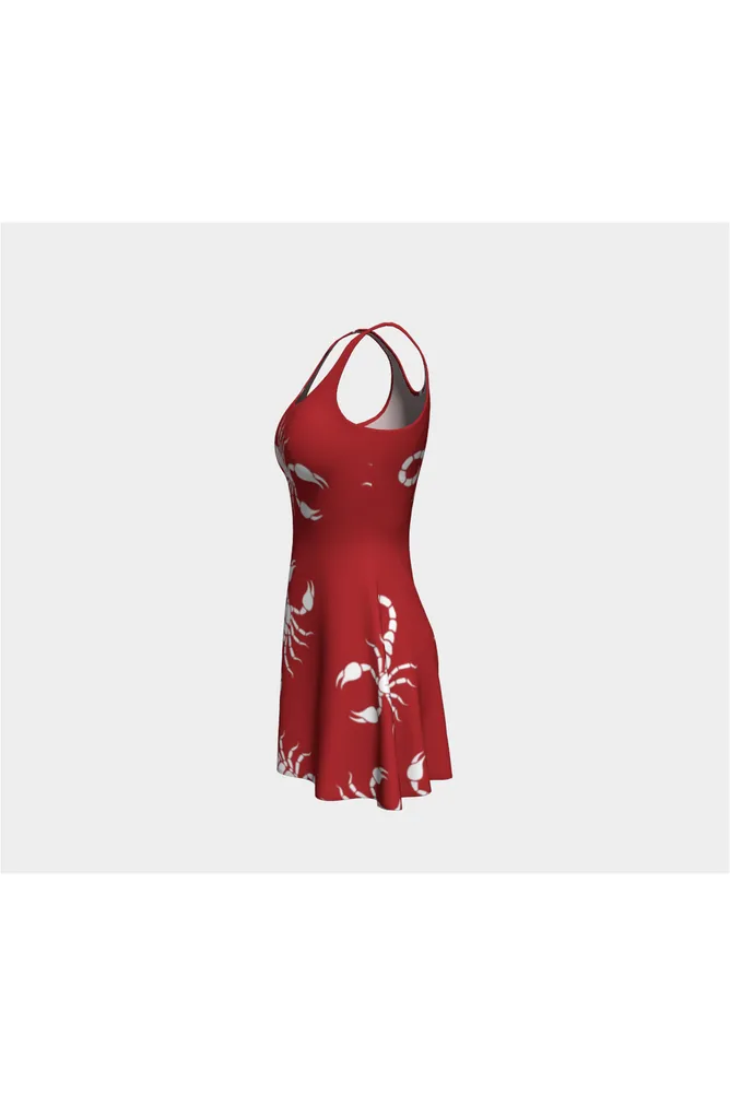 Coral Orange Stinger Flare Dress