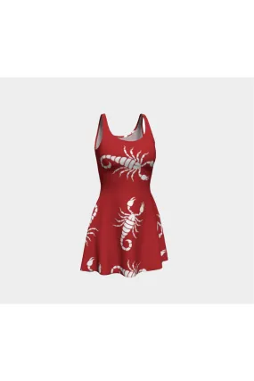 Coral Orange Stinger Flare Dress