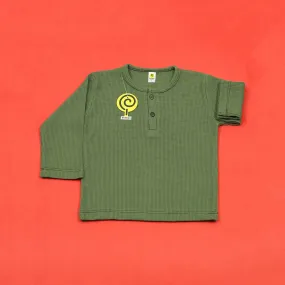 Crocodile Green Waffle-knit Henley