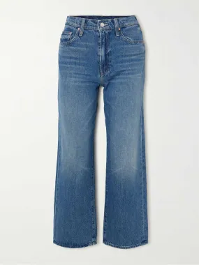 Cropped embellished straight-leg jeans