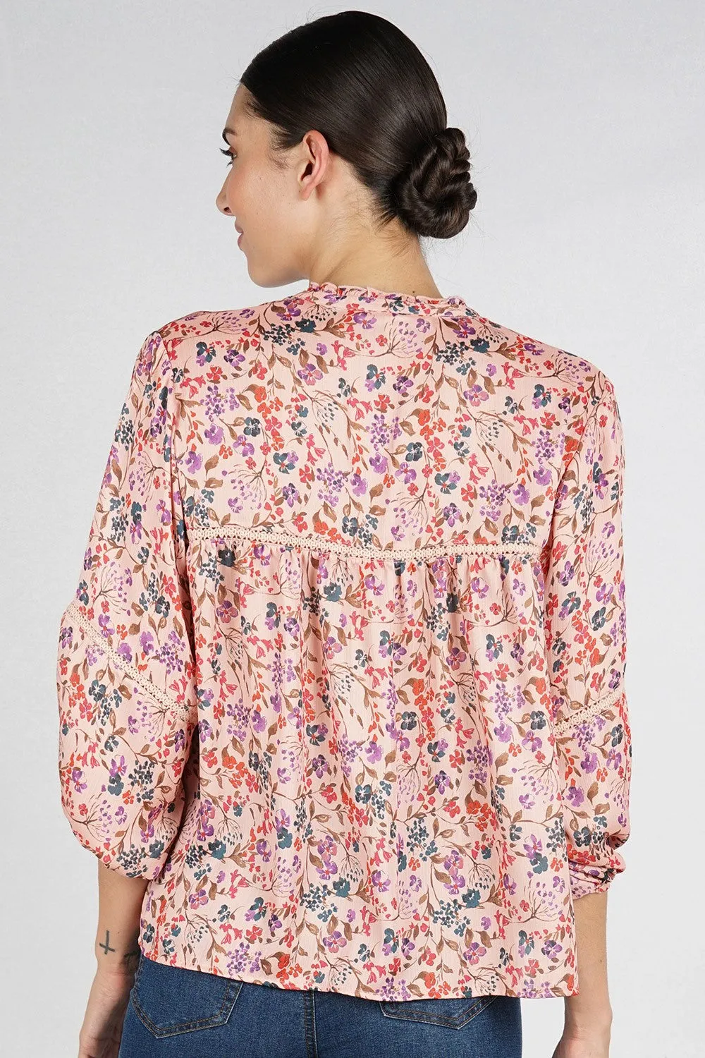 Dainty Floral Print Flowy Bohemian Top