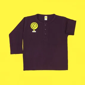 Dark Purple Waffle-knit Henley