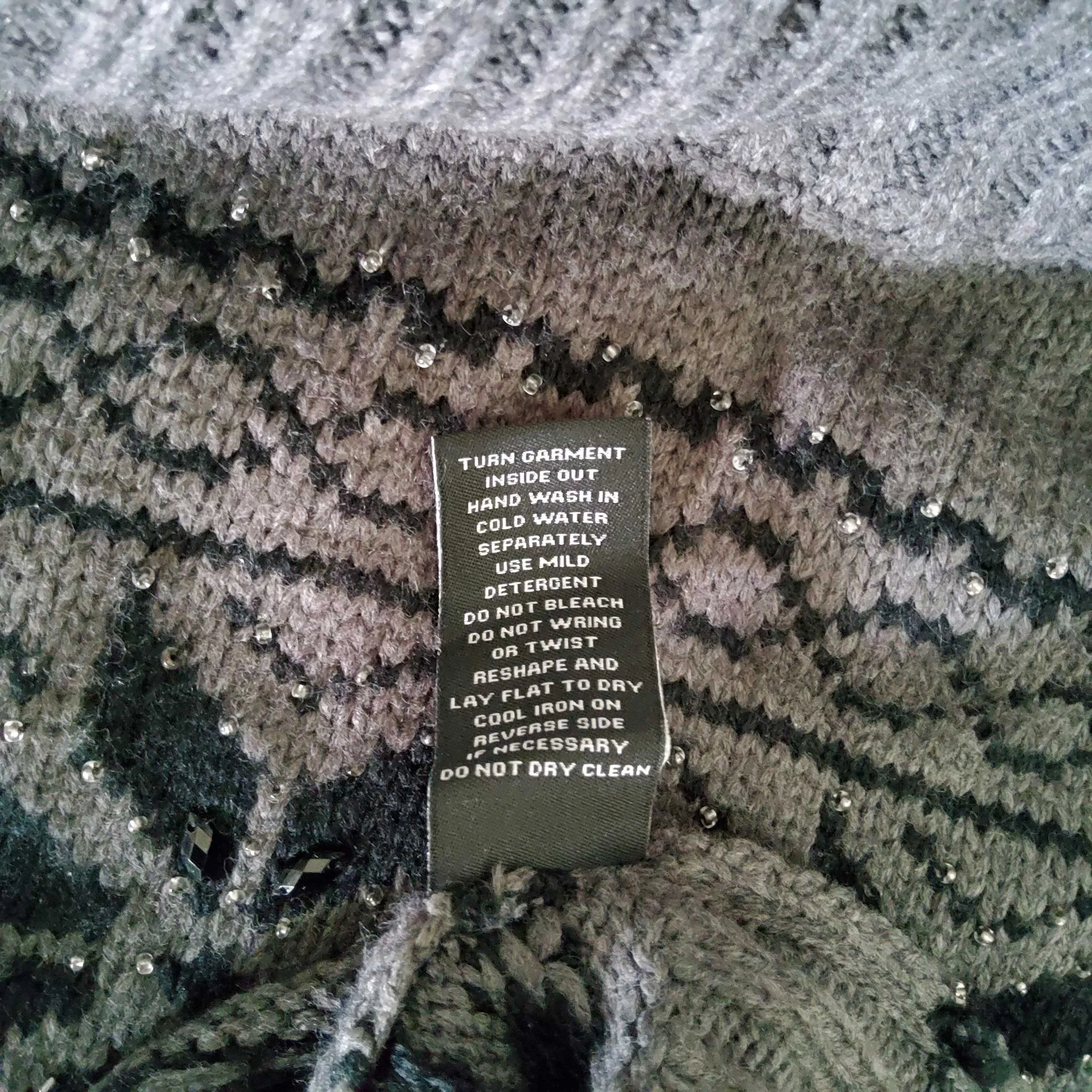 Dressbarn Collection Grey Turtleneck Belted Sweater with Sequins, Women's Medium