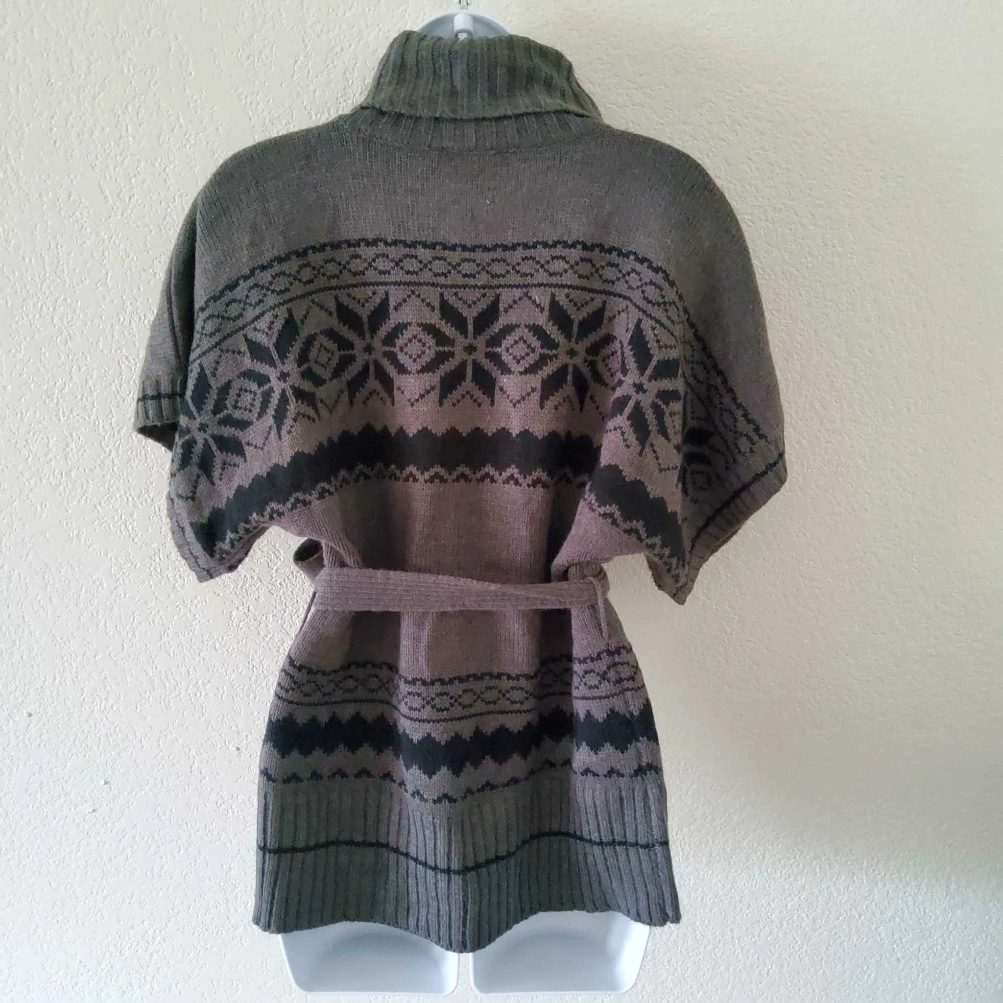 Dressbarn Collection Grey Turtleneck Belted Sweater with Sequins, Women's Medium