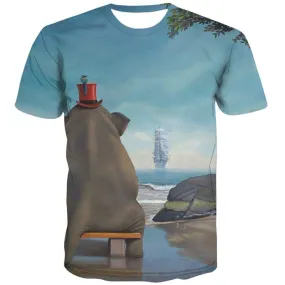 Elephant T shirts Men Animal Tshirt Anime Ocean Shirt Print Harajuku T-shirts Graphic Funny Tshirts Casual