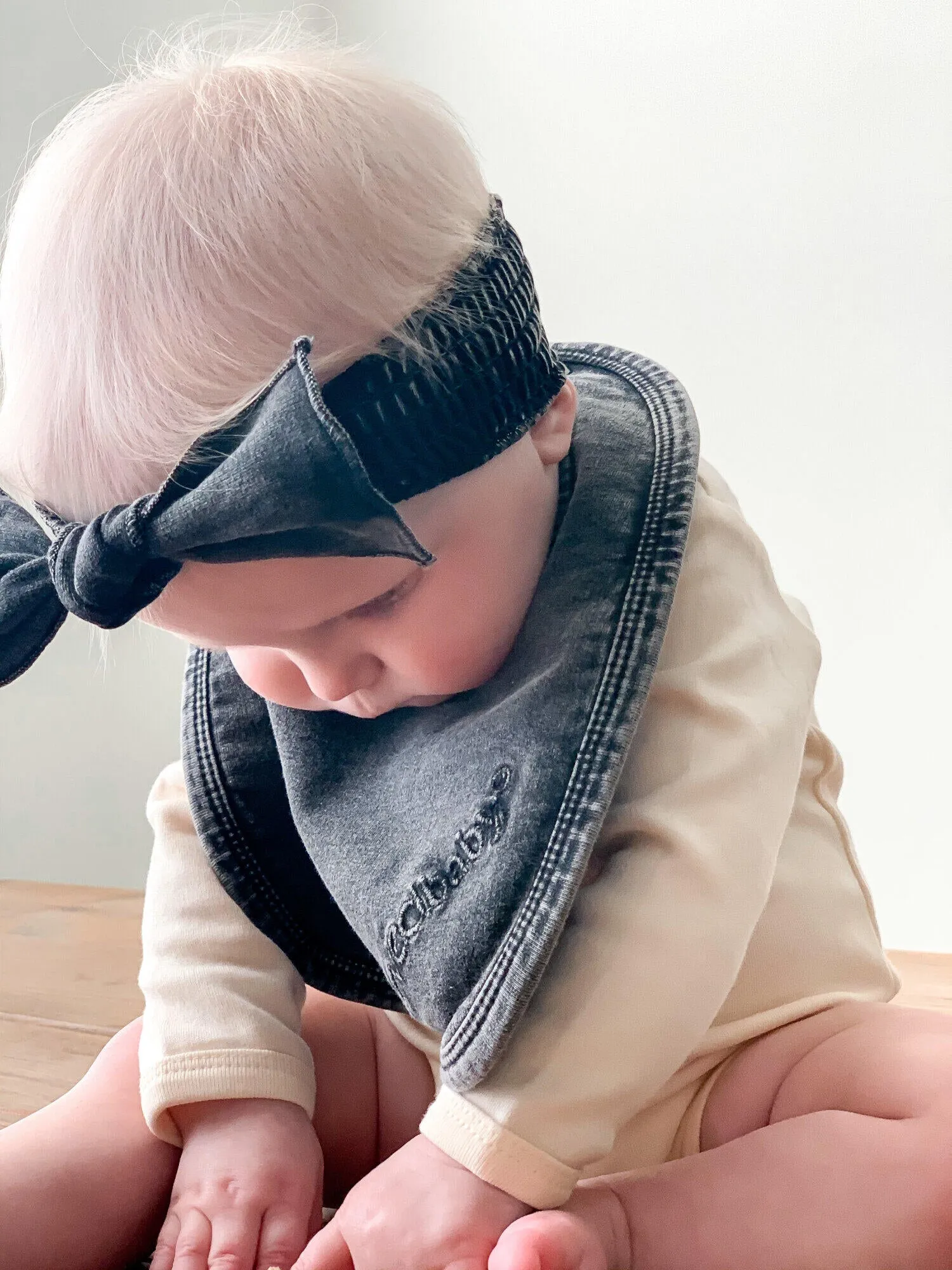Faux Denim Smocked Headband