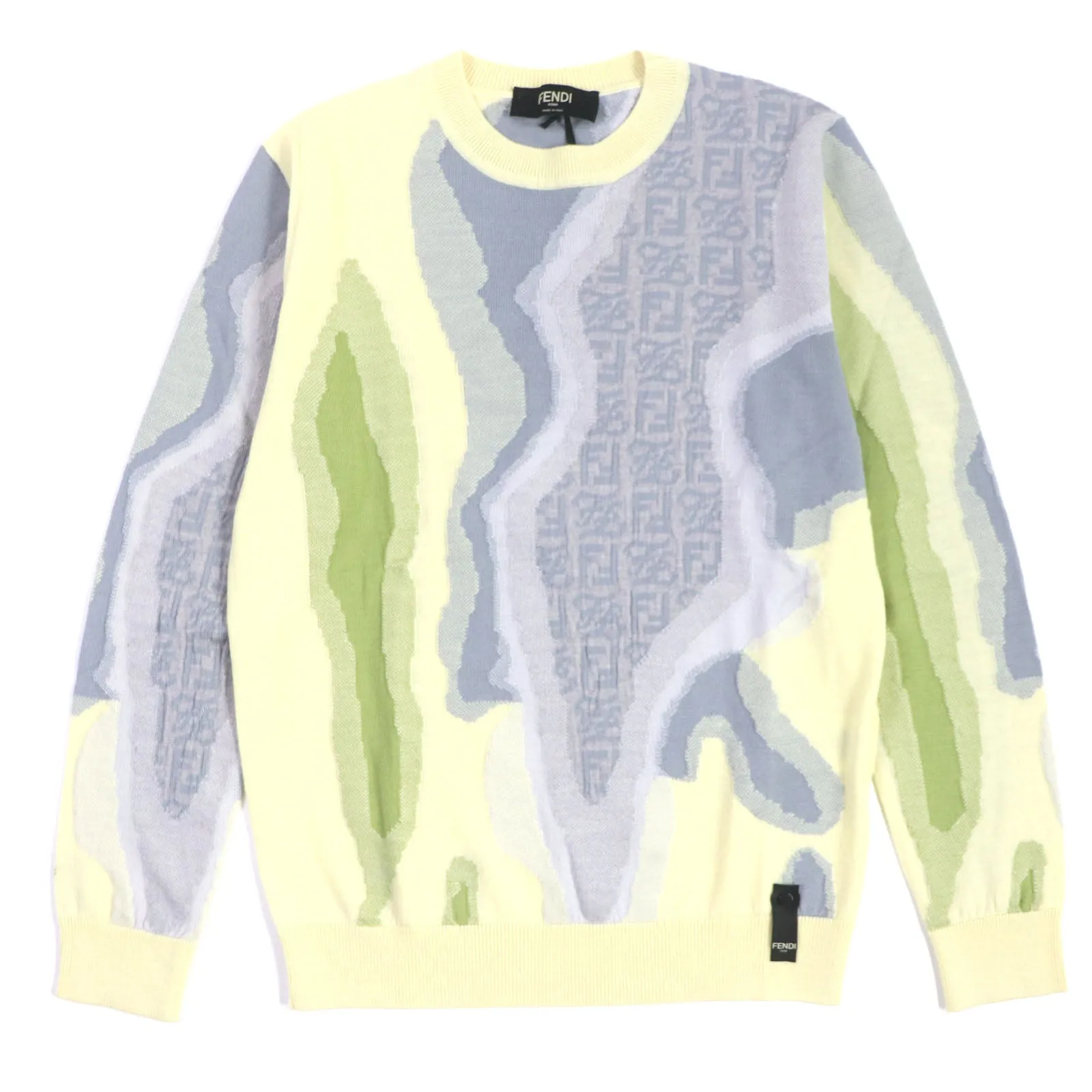 Fendi FF Zucca Crew Neck Knit Yellow Multicolor