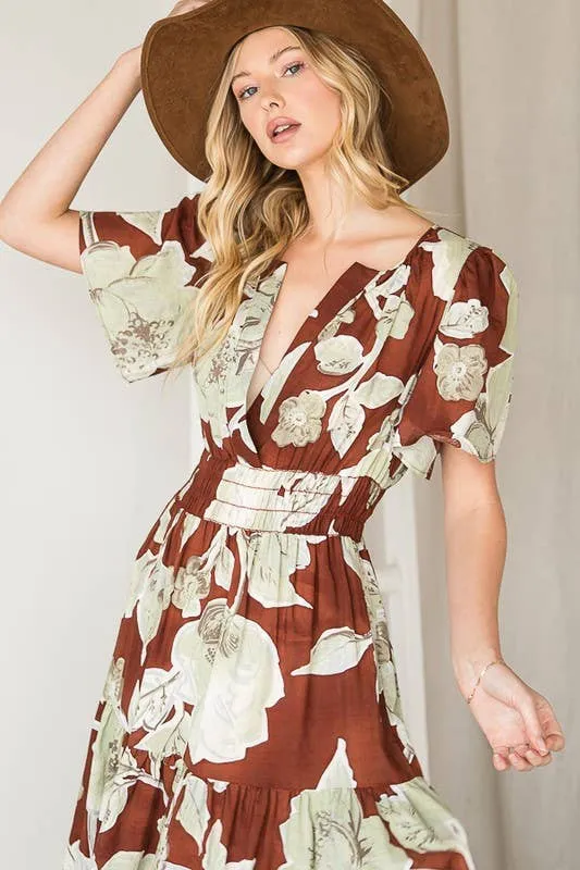Floral Print Tiered Maxi Dress
