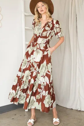 Floral Print Tiered Maxi Dress
