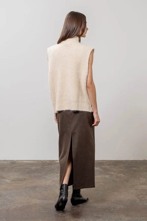 Front Half Zipper Turtleneck Sweater Vest