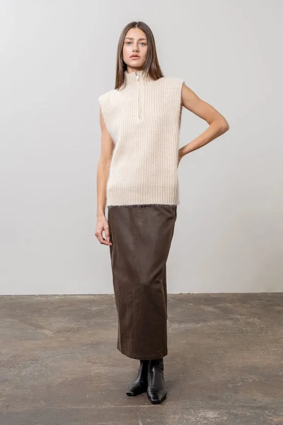 Front Half Zipper Turtleneck Sweater Vest