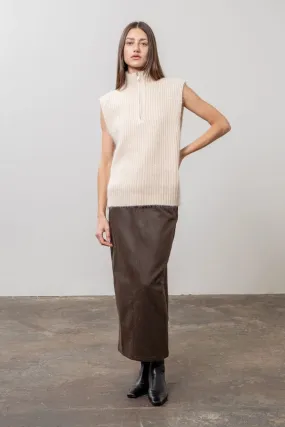 Front Half Zipper Turtleneck Sweater Vest