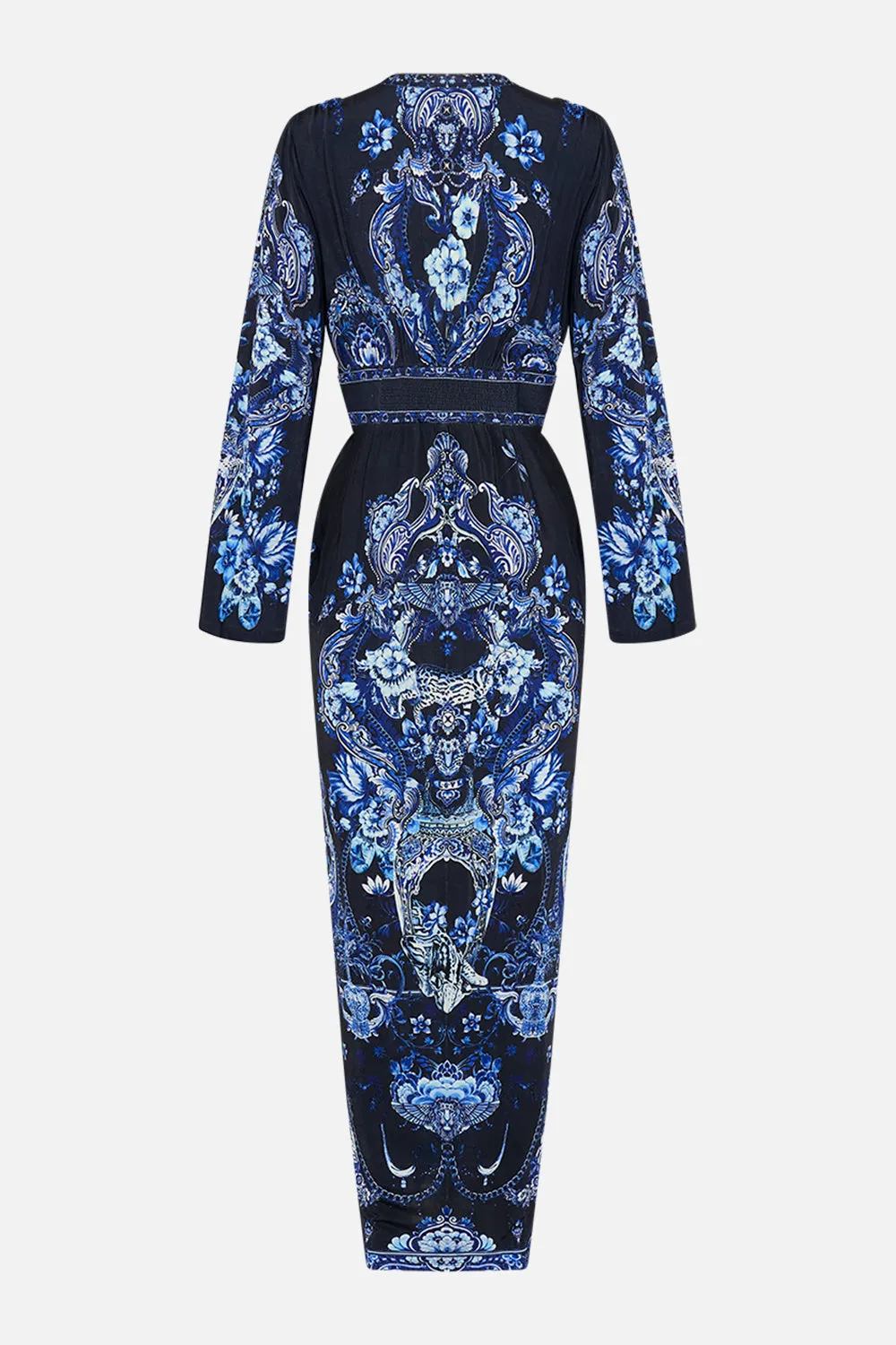 GATHERED V NECK JERSEY DRESS DELFT DYNASTY