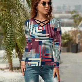 Get Artsy in This Snazzy Geometric V Neck Shirt