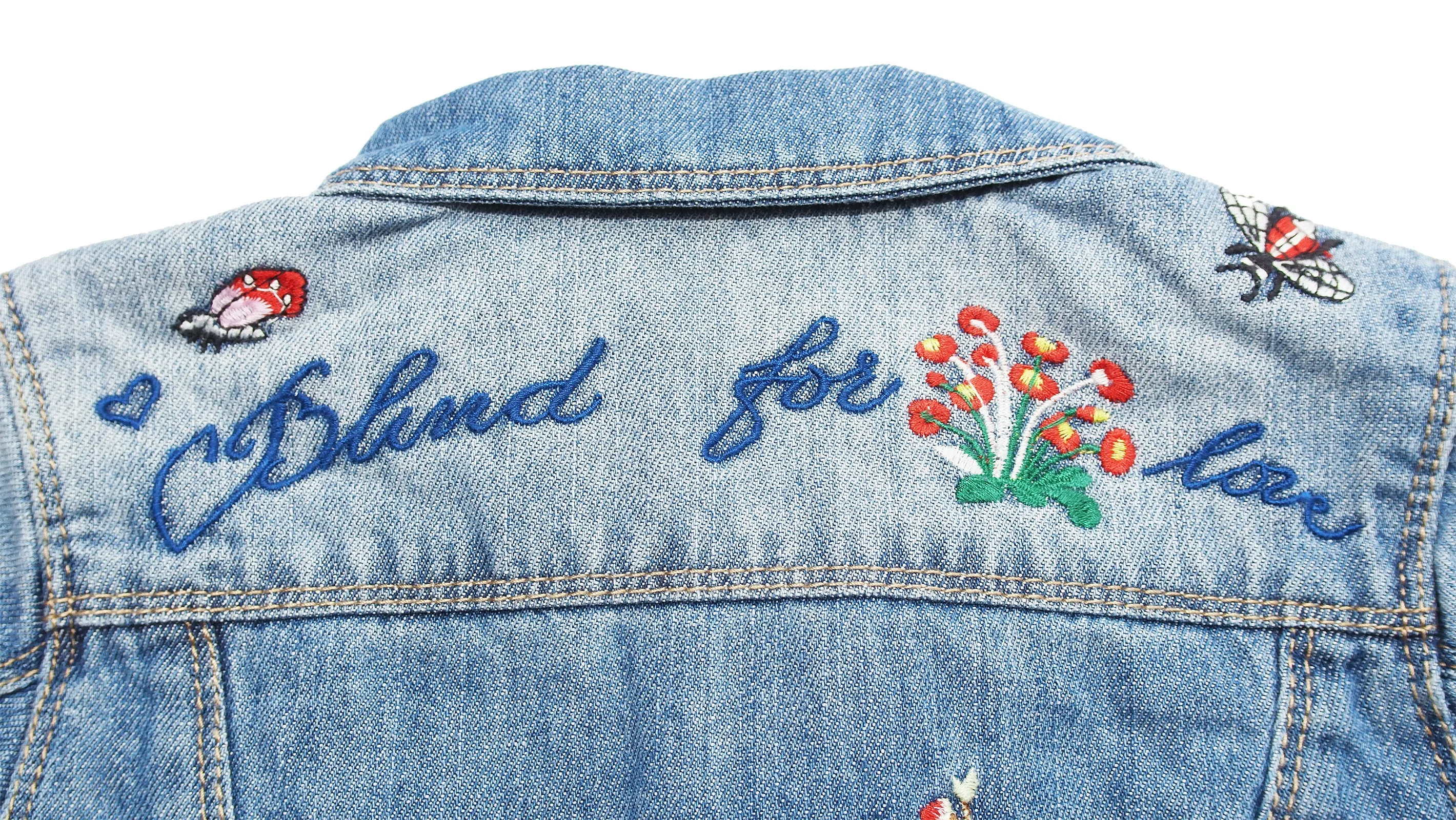 Girls Dazzling Embroidered Denim Outfits