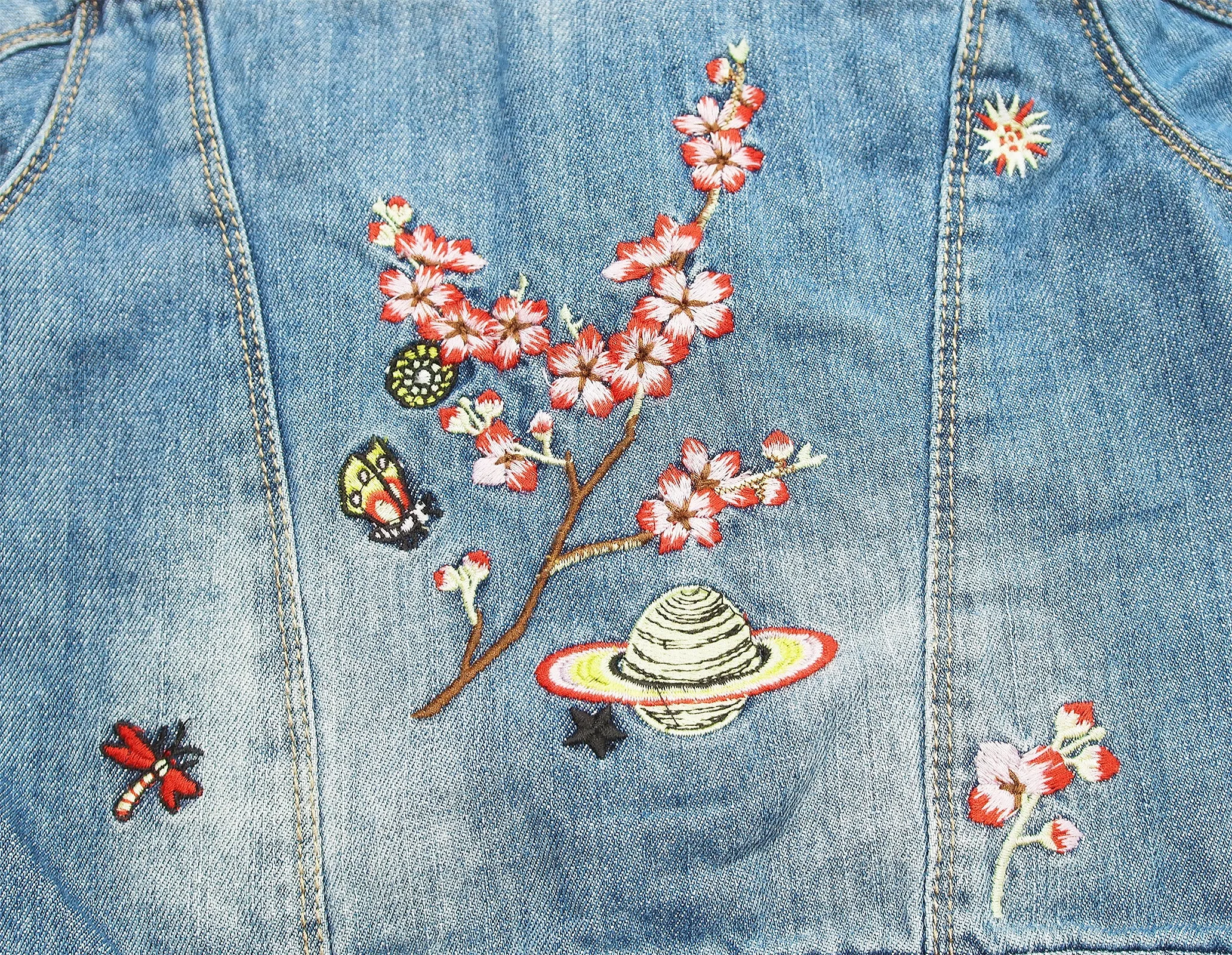 Girls Dazzling Embroidered Denim Outfits