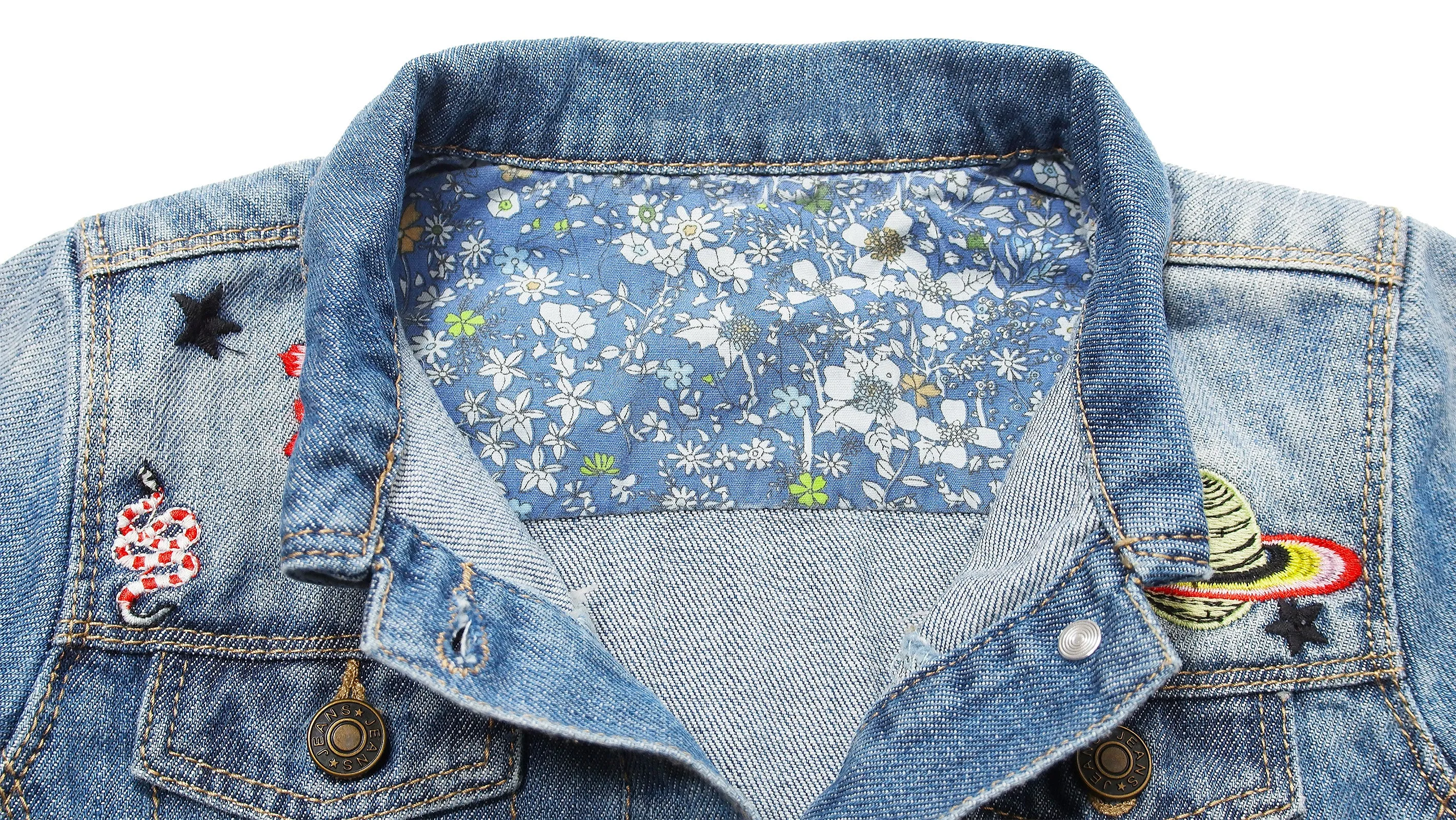 Girls Dazzling Embroidered Denim Outfits