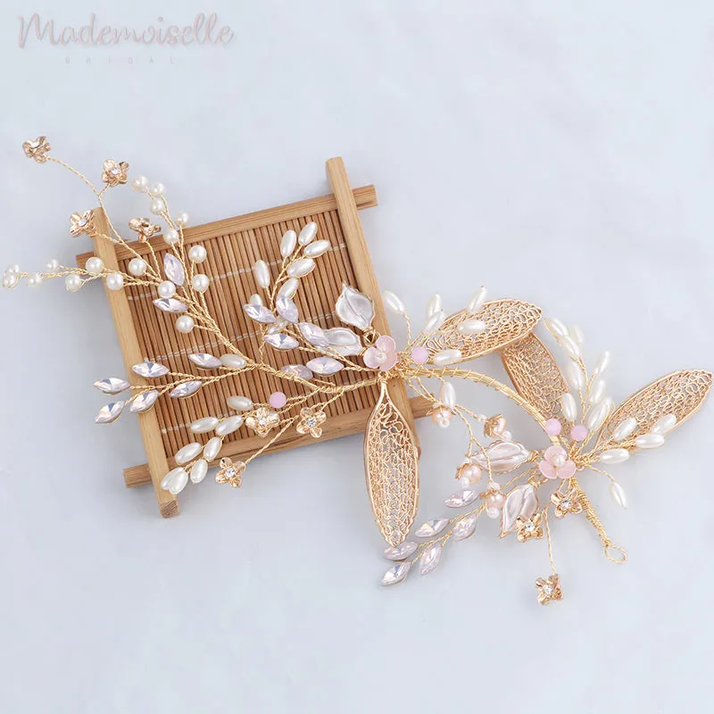 Golden Autumn Pearl Hair Vine