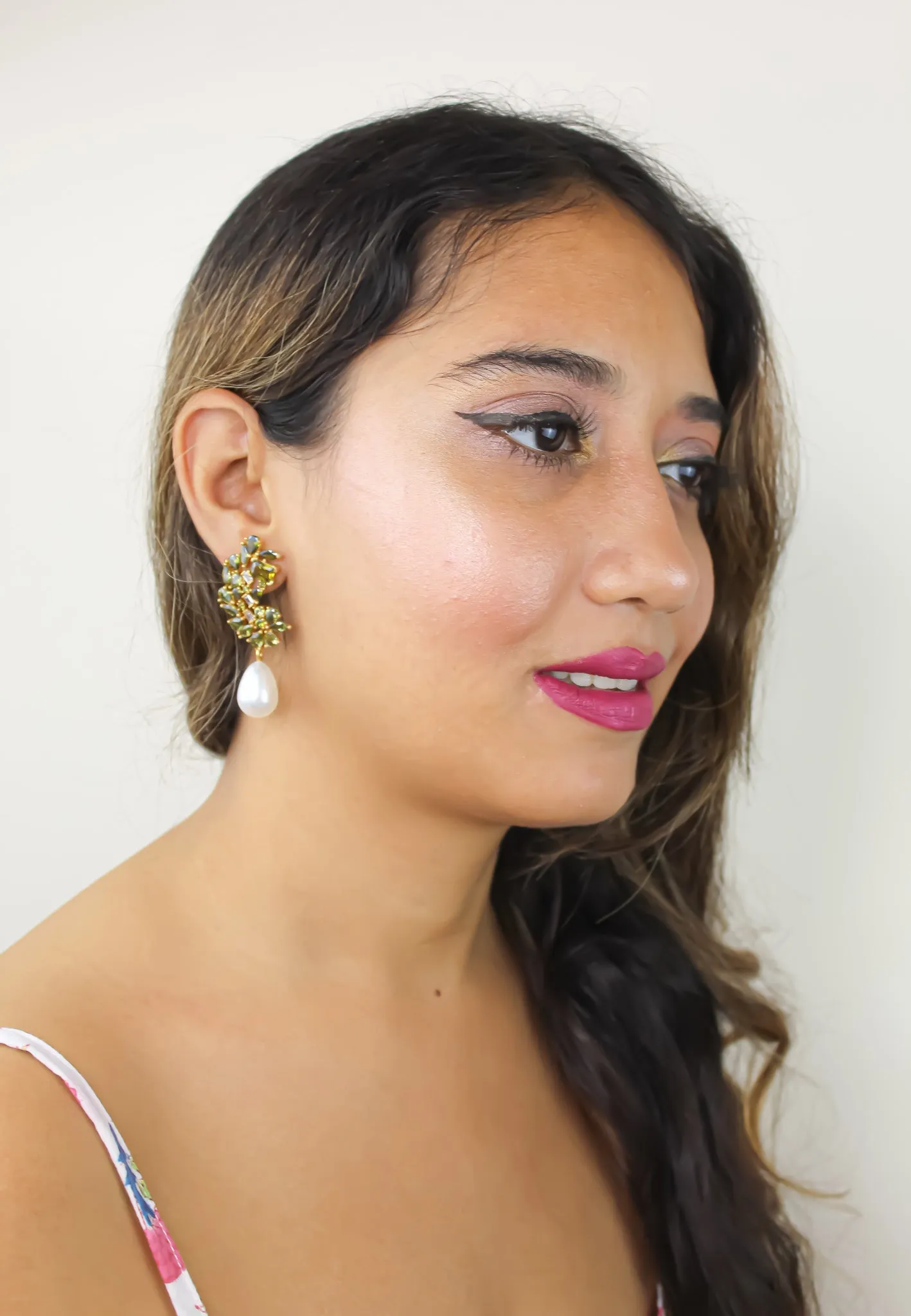 Golden Frosty Pearl Earrings