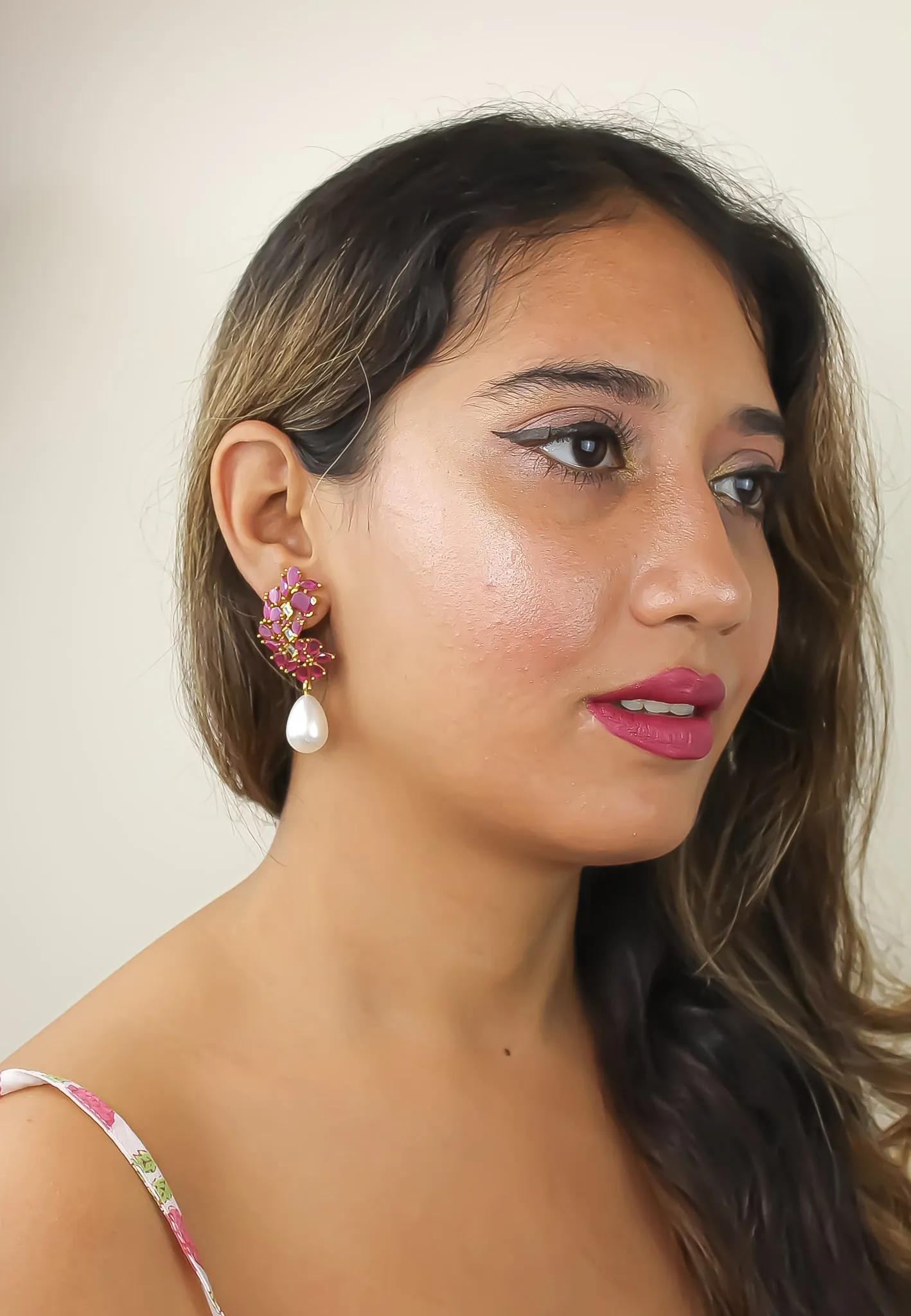 Golden Frosty Pearl Earrings