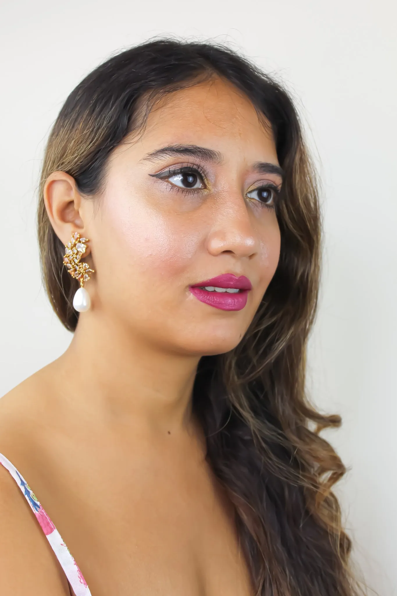 Golden Frosty Pearl Earrings