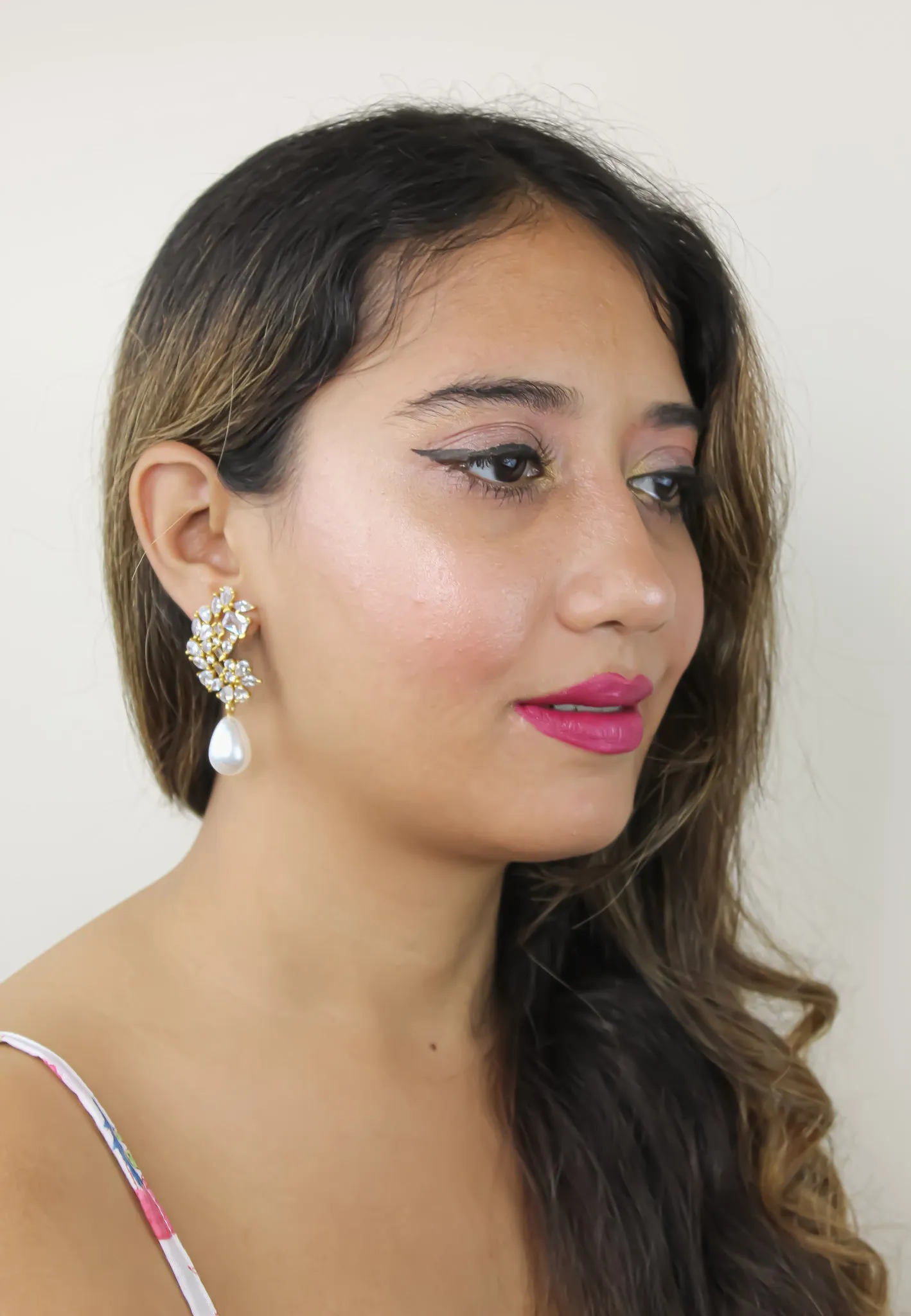 Golden Frosty Pearl Earrings